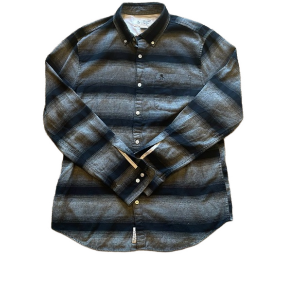 Original Penguin Men’s Large Black and White Flannel Shirt - Picture 1 of 6